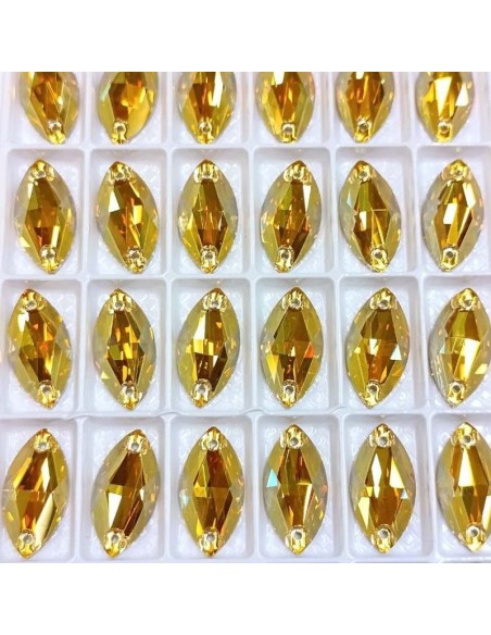 Stone Shuttle 18x9 mm Sunshine - 1PC - Stone to be sewn all crystal