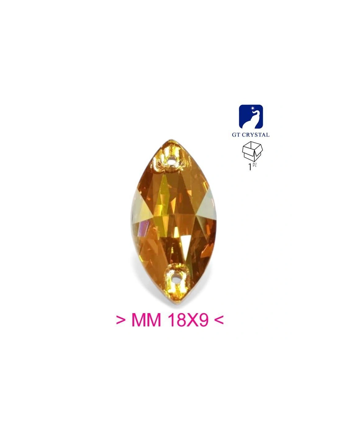 Stone Shuttle 18x9 mm Sunshine - 1PC - Stone to be sewn all crystal
