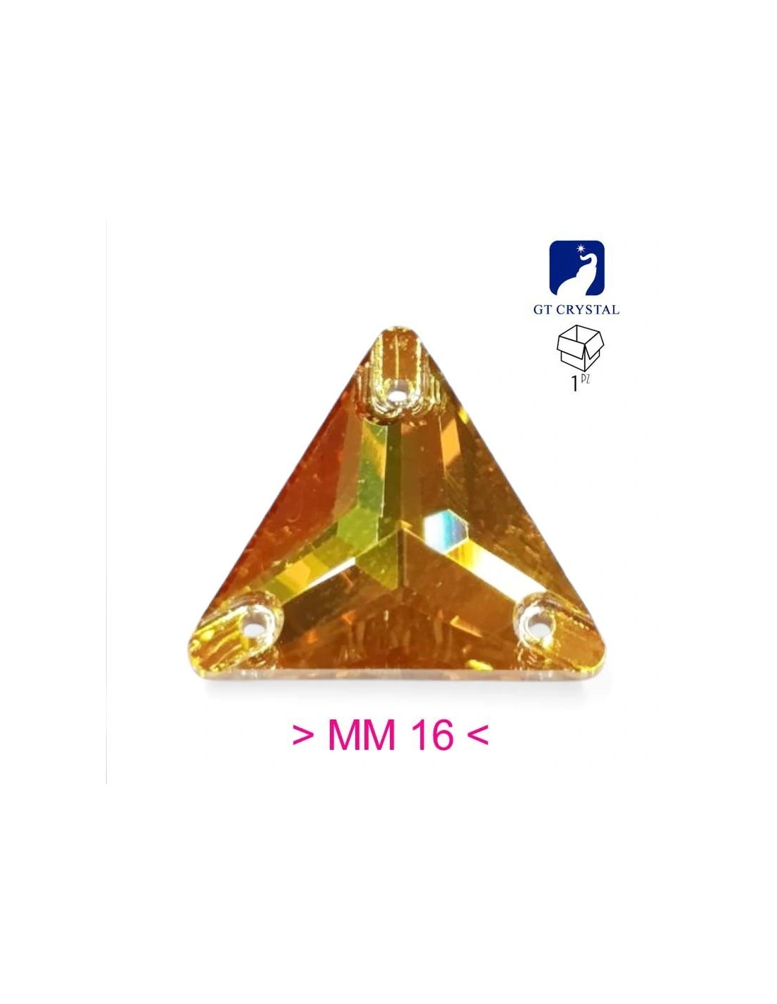 Stone Triangle mm 16 Sunshine - 1PC - Stone to be sewn all crystal