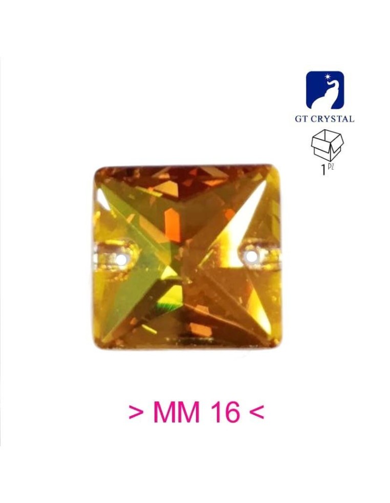 Stone Square mm 16 Sunshine - 1PC - Stone to be sewn all crystal