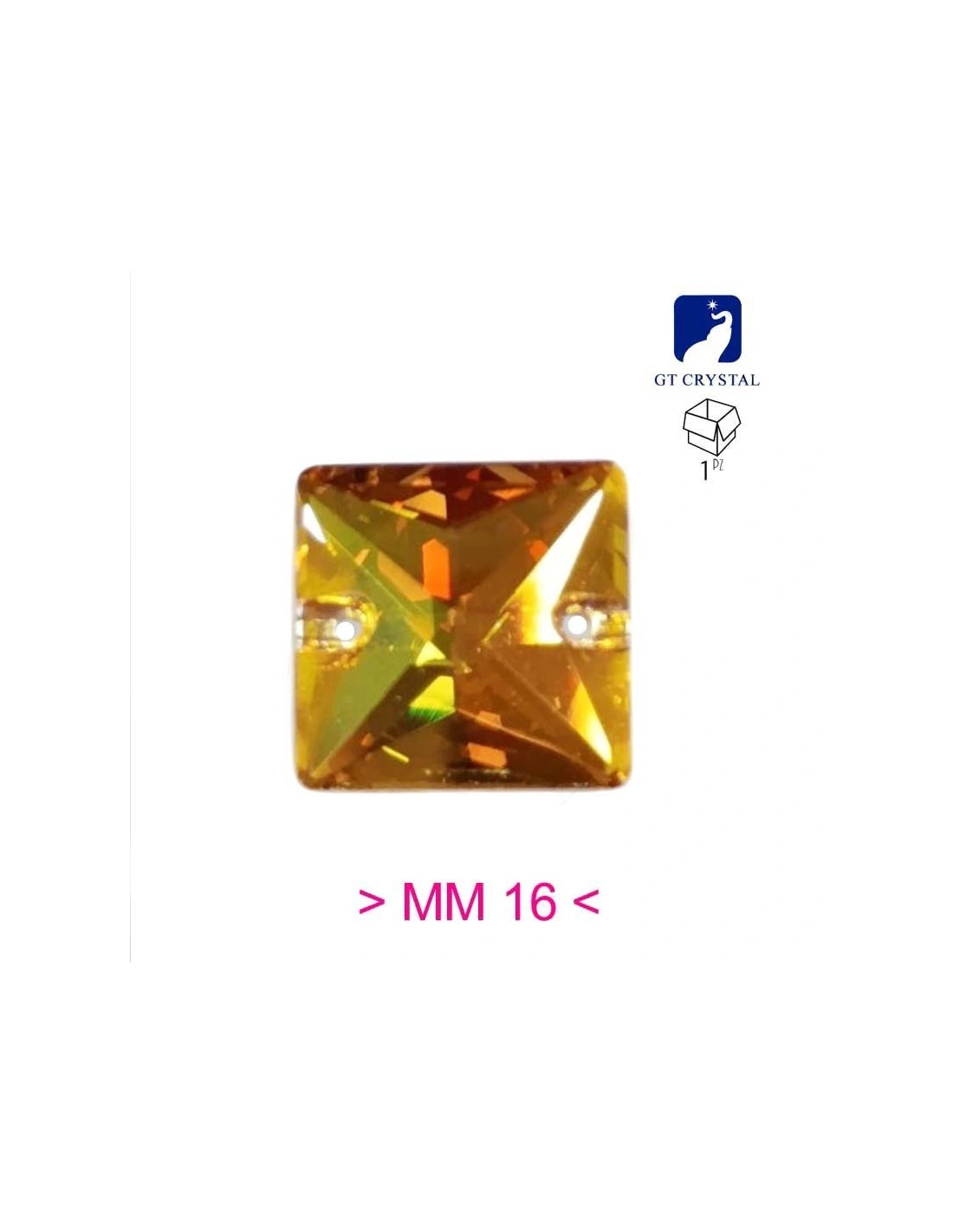 Stone Square mm 16 Sunshine - 1PC - Stone to be sewn all crystal