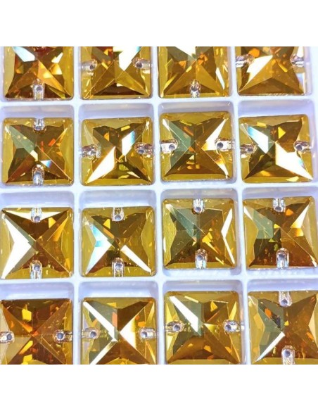 Pietra da Cucire in Cristallo GT Crystal Quadrato mm 16 Sunshine - 1PZ