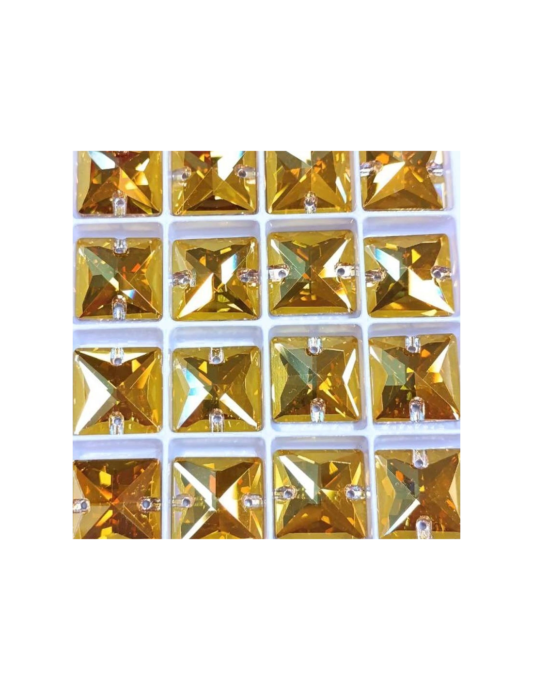 Pietra da Cucire in Cristallo GT Crystal Quadrato mm 16 Sunshine - 1PZ