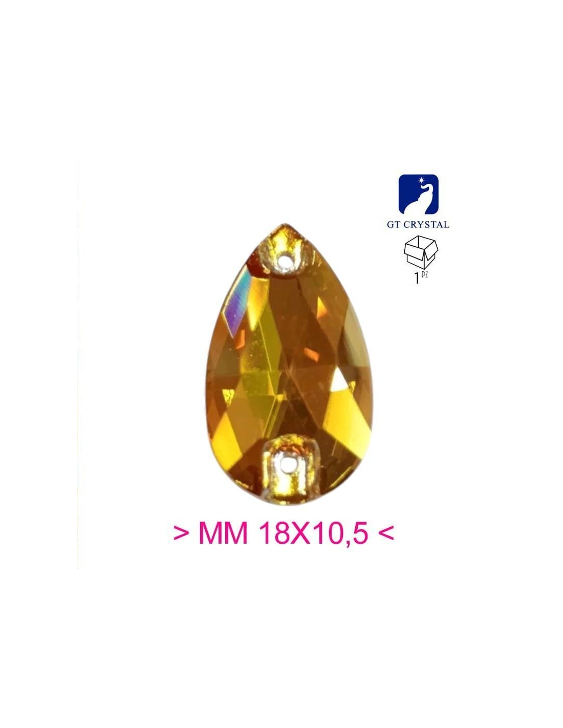 Stone Drop mm 18x10,5 Sunshine - 1 PC - Stone to be sewn all crystal
