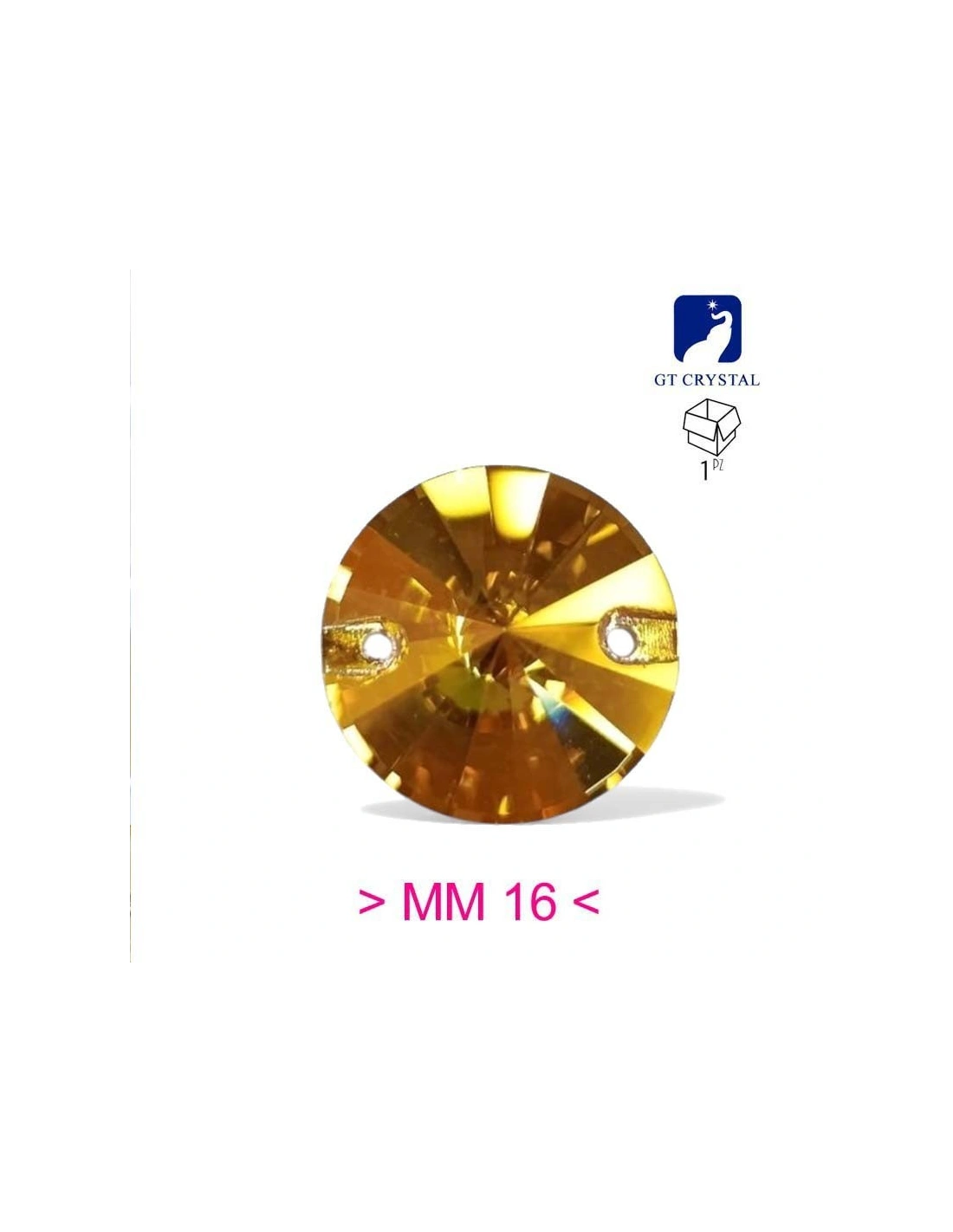 Stone Round mm 16 Sunshine- 1PC - Stone to be sewn all crystal
