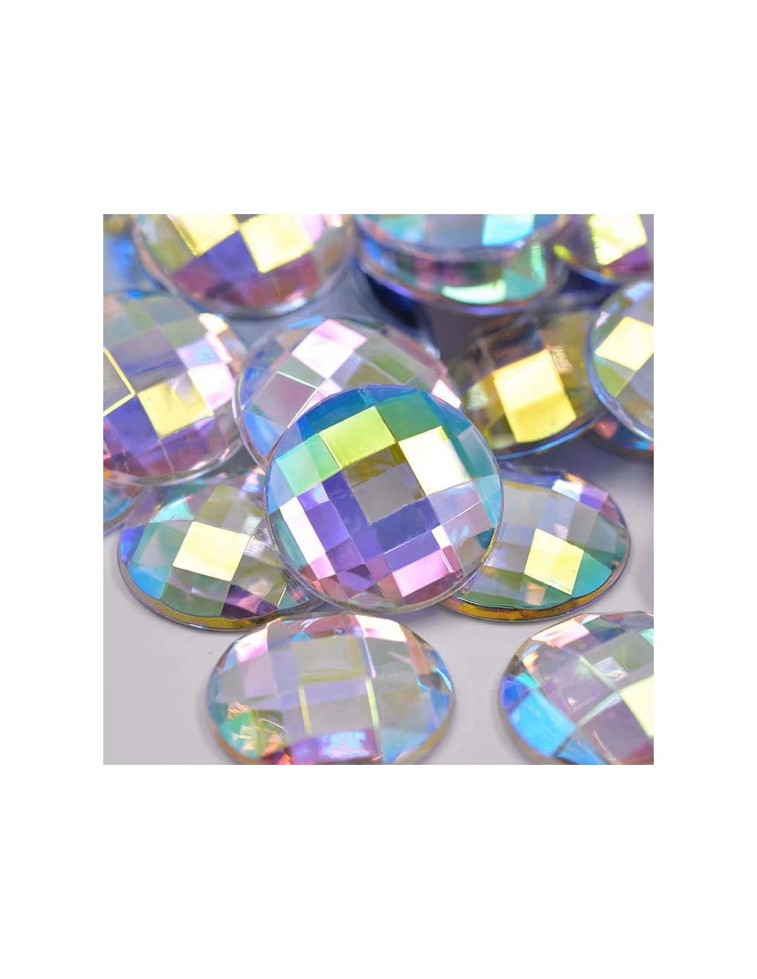 Pietra Rotonda mm 20 Crystal AB a fondo piatto da incollare - 1PZ