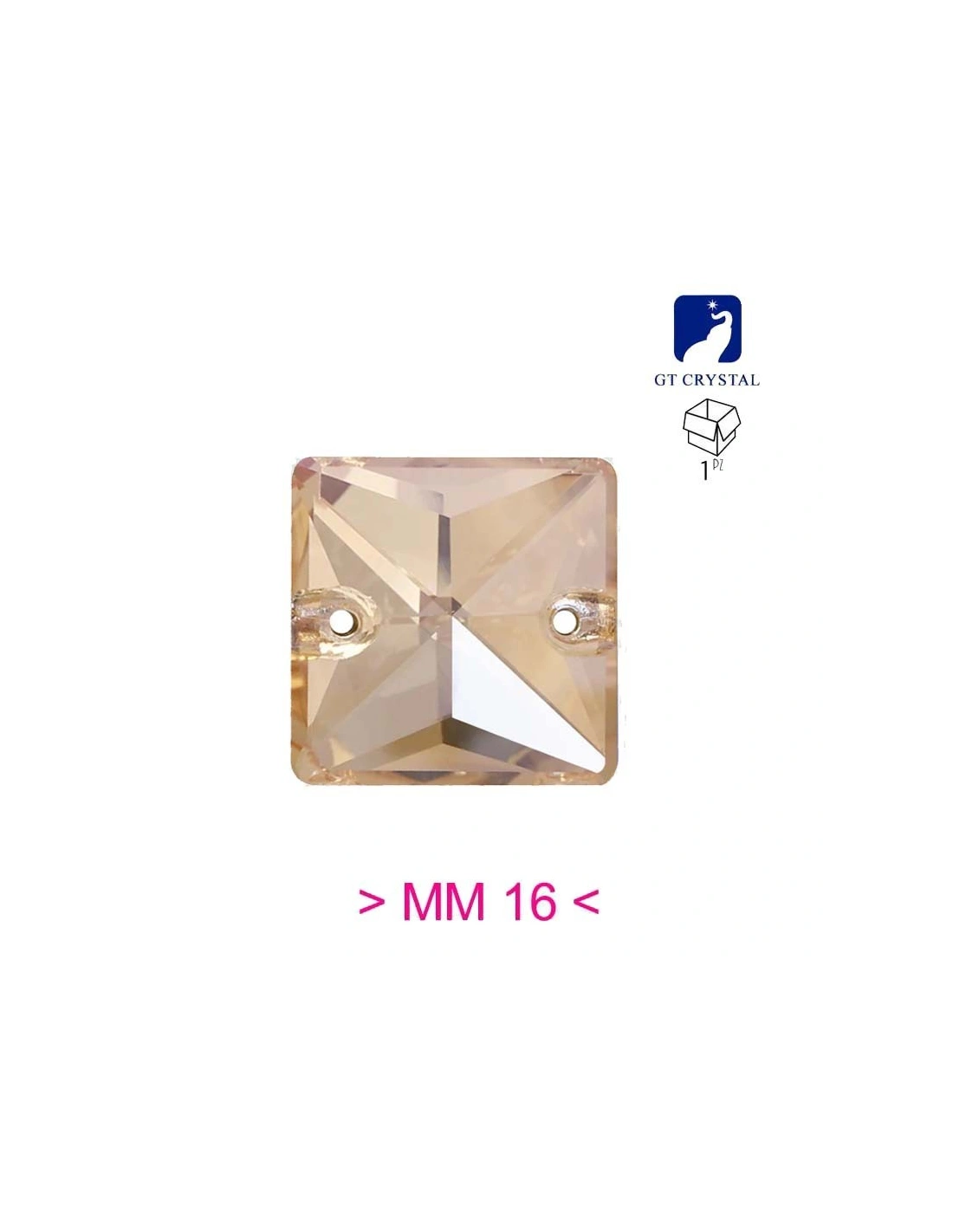 Stone Square mm 16 Sunshine - 1PC - Stone to be sewn all crystal