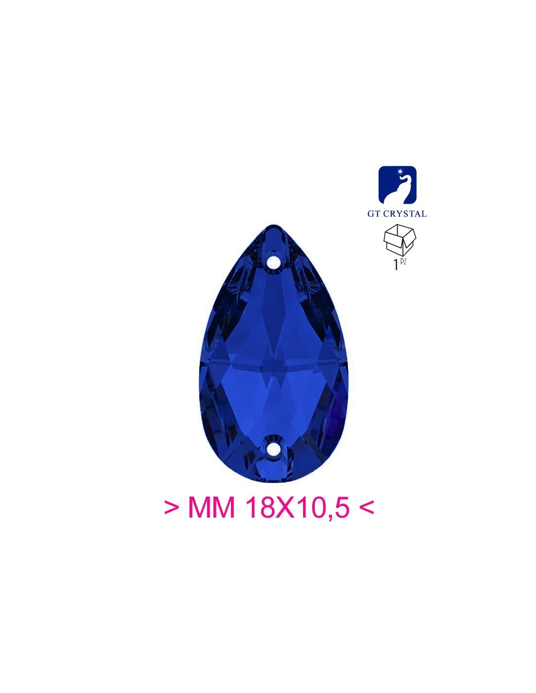 Stone Drop mm 18x10,5 Siam - 1PC - Stone to be sewn all crystal