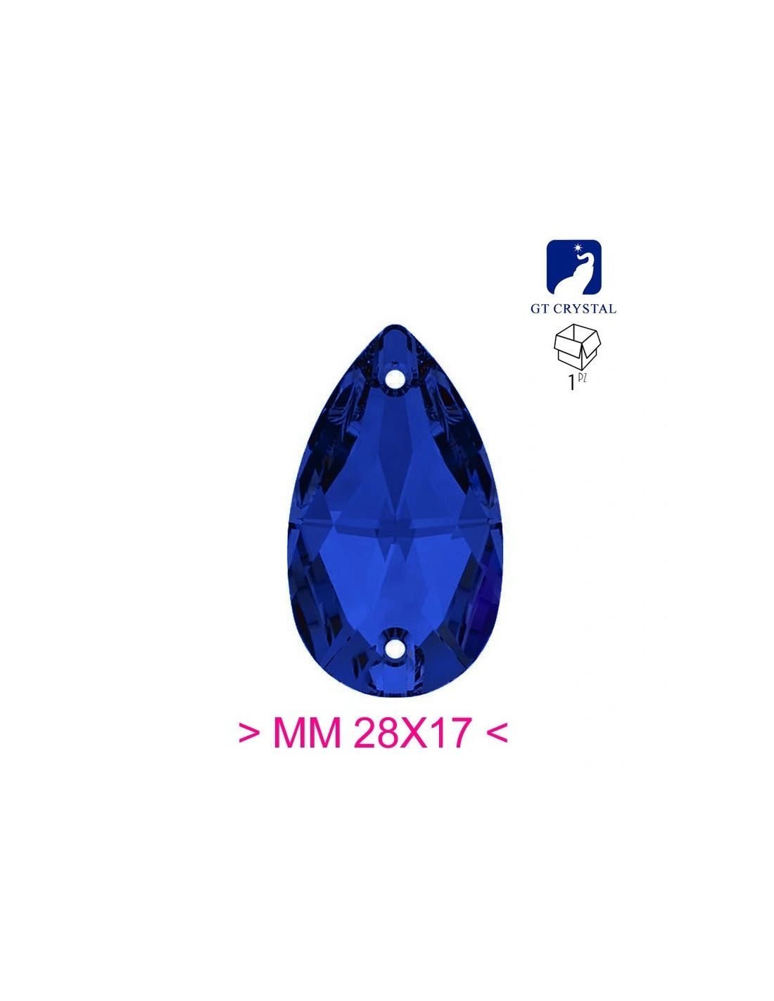 Stone Drop mm 28x17 Blu Cobalto - 1PC - Stone to be sewn all crystal