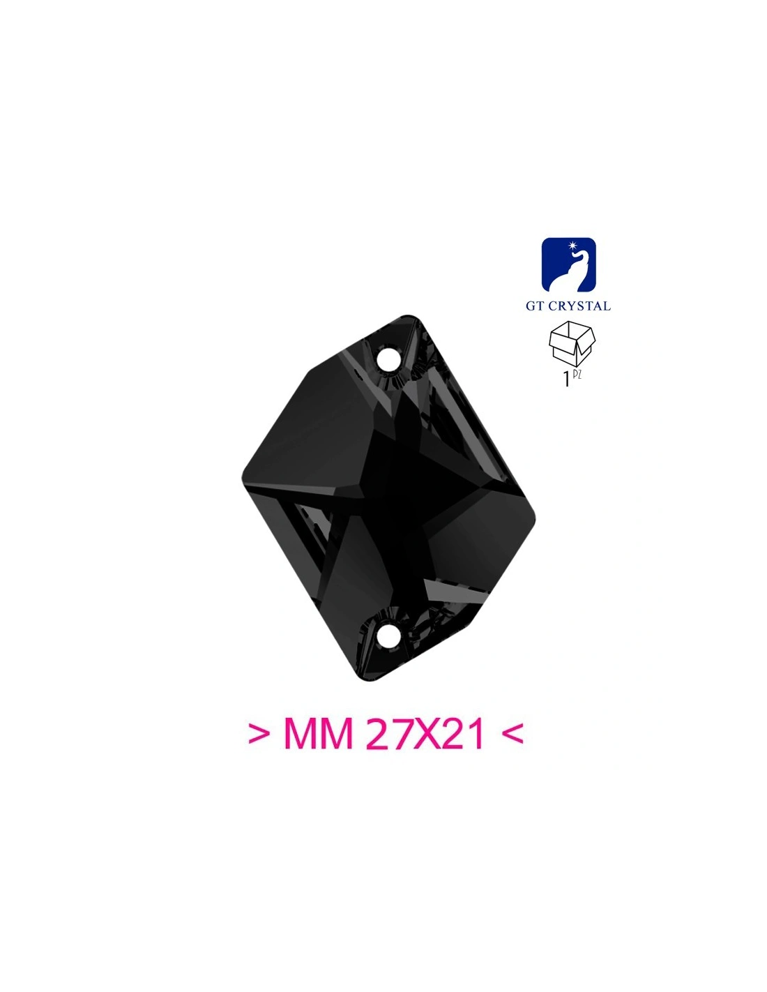 Pietra da Cucire in Cristallo GT Crystal Cosmic mm 27x21 Jet - 1PZ