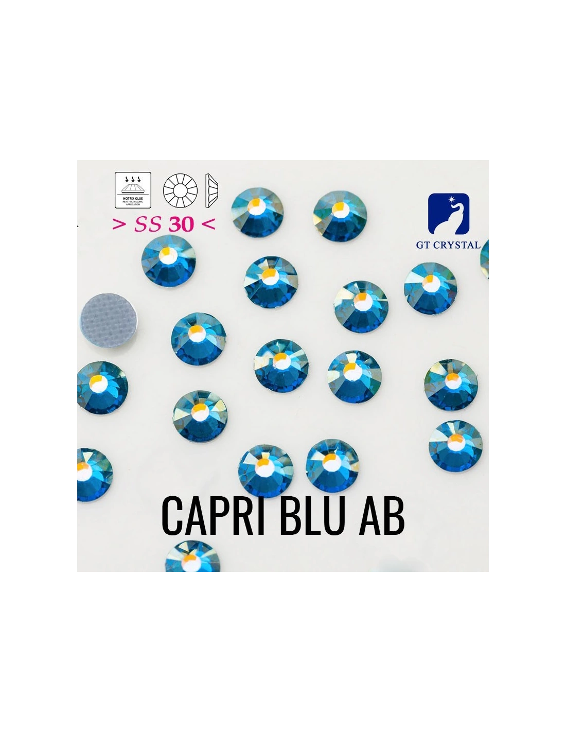 Rhinestones Gt Crystal Hotfix ss 30  Capri Blue ab - 144 pcs - Hotfix Strass