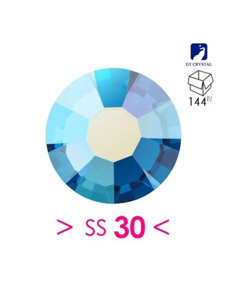 Rhinestones Gt Crystal Hotfix ss 30  Capri Blue ab - 144 pcs - Hotfix Strass
