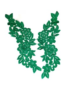 Application floral embroidered fabric Green 25x11 cm - 1PA