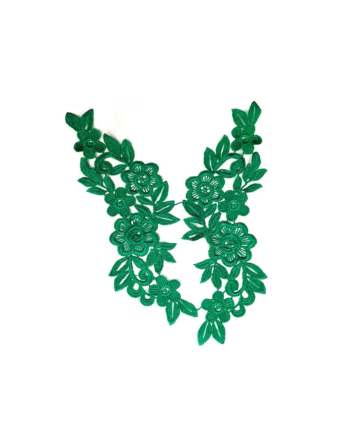 Applicazione in Tessuto ricamato Floreale Verde cm 25x11 - 1PA - Applicazioni per Body e Abiti