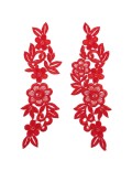 Light Read Floral Embroidered Fabric Appliqué 25x11 cm - 1 Pair - Appliqués for Leotards and Dresses
