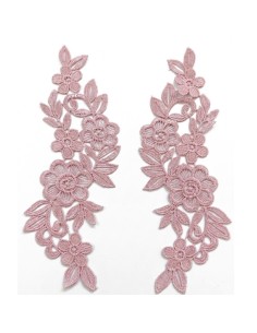 Application floral embroidered fabric Pink 25x11 cm - 1PA