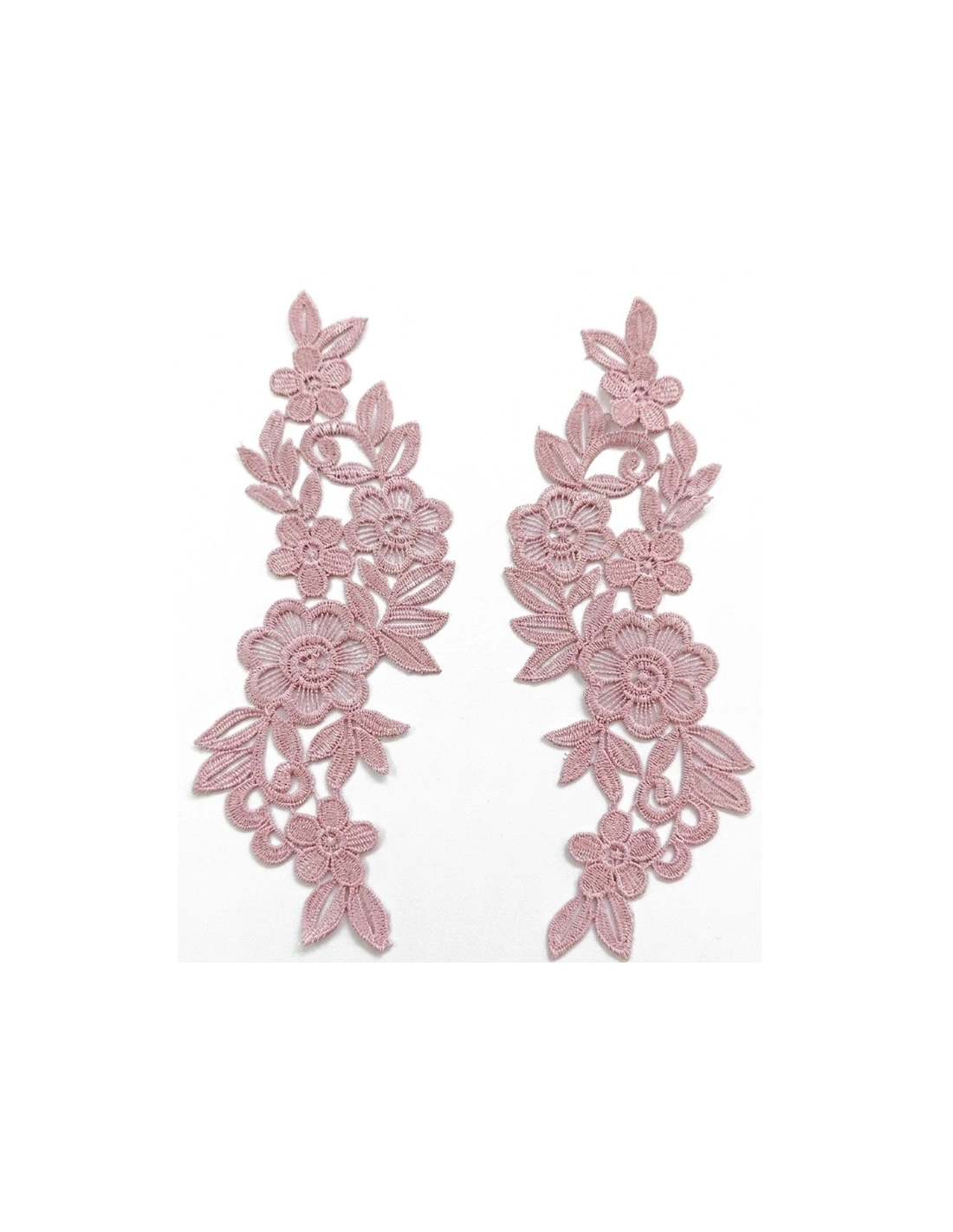 Applicazione in Tessuto ricamato Floreale Rosa cm 25x11 - 1PA - Applicazioni per Body e Abiti