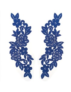 Application floral embroidered fabric Blue 25x11 cm - 1PA