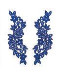 Applicazione in Tessuto ricamato Floreale Blu cm 25x11 - 1PA - Applicazioni per Body e Abiti