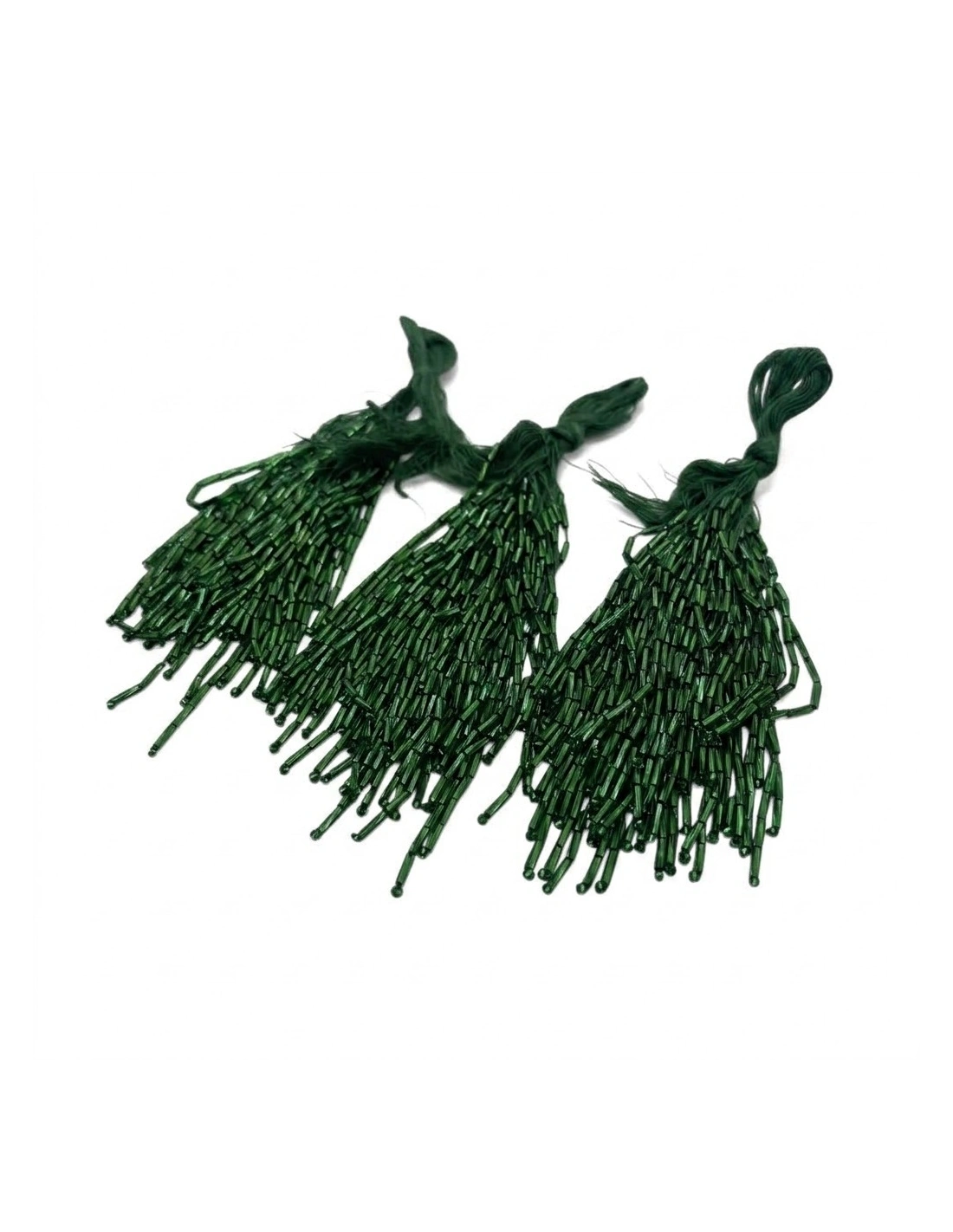 Fringes sewing bugles Emerald Pack - 1MT. - Fringes and Feathers