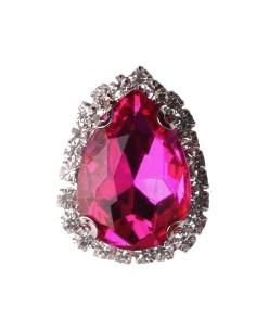 Drop Stone cm 2,5X3,5 Fuchsia-Silver - 1PC