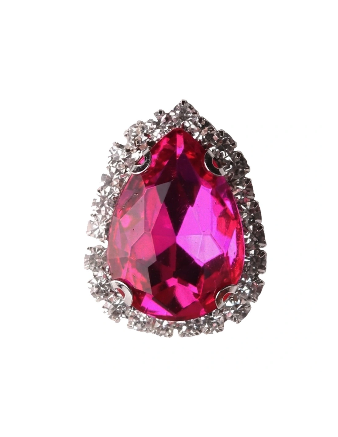 Drop Stone cm 2,5X3,5 Fuchsia-Silver - 1PC - Stones to be sewn with setting