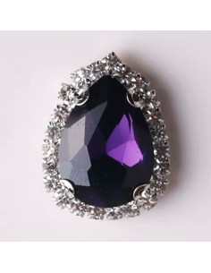 Drop Stone cm 2,5X3,5 Amethyst-Silver - 1PC