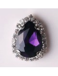 Drop Stone cm 2,5X3,5 Amethyst-Silver - 1PC - Stones to be sewn with setting