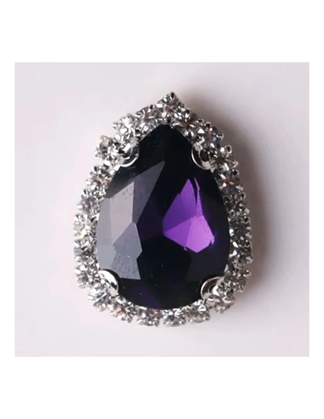 Pietra Goccia cm 2,5X3,5 Amethyst-Silver - 1PZ - Pietre da cucire con castone