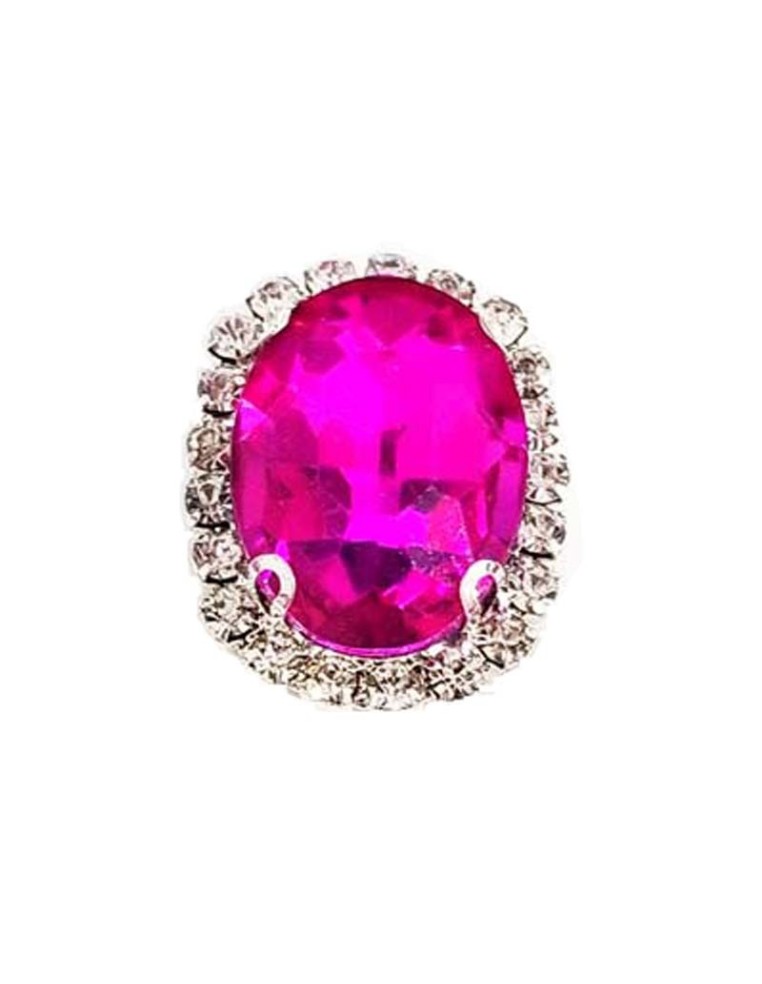 Pietra Ovale cm 2,5x3,5 Fuchsia-Silver - 1PZ