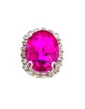 Oval Stone cm 2,5x3,5 Fuchsia-Silver - 1PC - Stones to be sewn with setting