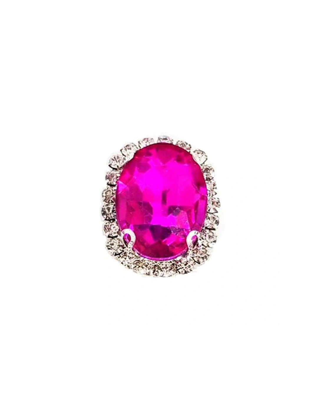 Pietra Ovale cm 2,5x3,5 Fuchsia-Silver - 1PZ