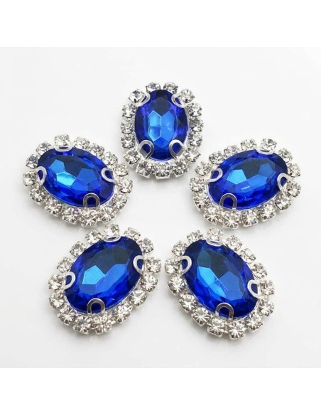 Oval Stone cm 2,5x3,5 Turchese-Silver - 1PC - Stones to be sewn with setting