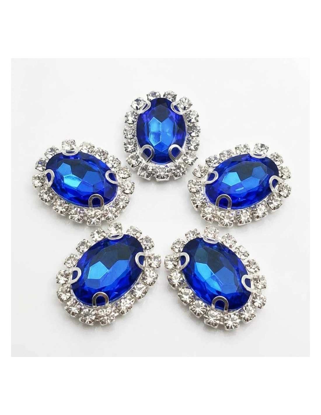 Oval Stone cm 2,5x3,5 Turchese-Silver - 1PC - Stones to be sewn with setting