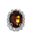 Oval Stone cm 2,5x3,5 Ambra-Silver - 1PC - Stones to be sewn with setting