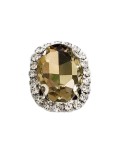 Oval Stone cm 2,5x3,5 Light Col. Topaz-Silver - 1PC - Stones to be sewn with setting