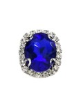 Oval Stone cm 2,5x3,5 Sapphire-Silver - 1PC - Stones to be sewn with setting