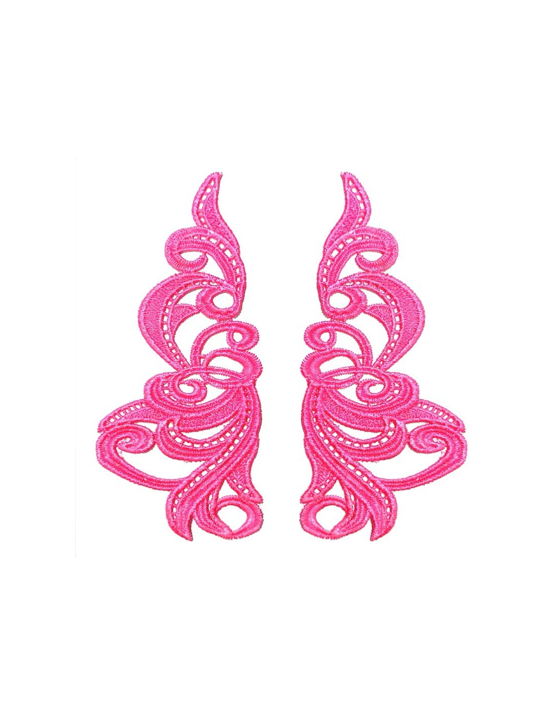 Fuchsia Florence Embroidered Fabric Appliqué 19x9cm - 1 Pair - Appliqués for Leotards and Dresses