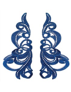 Applicazione in Tessuto ricamato Florence Blu cm 19x9 - 1PA