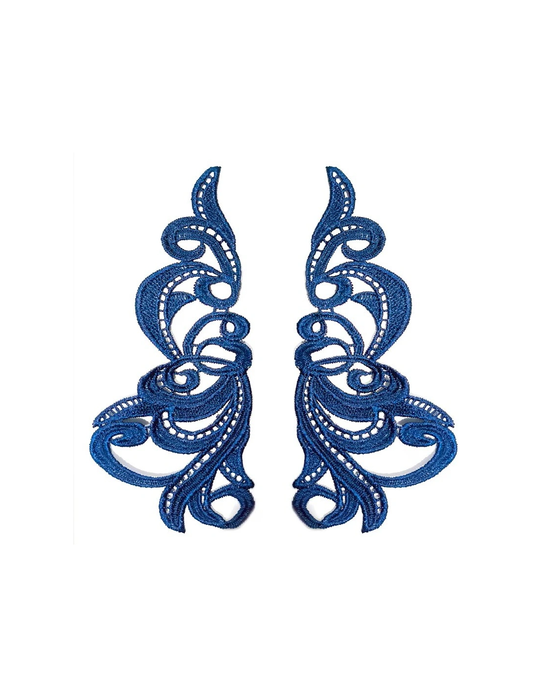 Blue Florence Embroidered Fabric Appliqué 19x9cm - 1 Pair - Appliqués for Leotards and Dresses