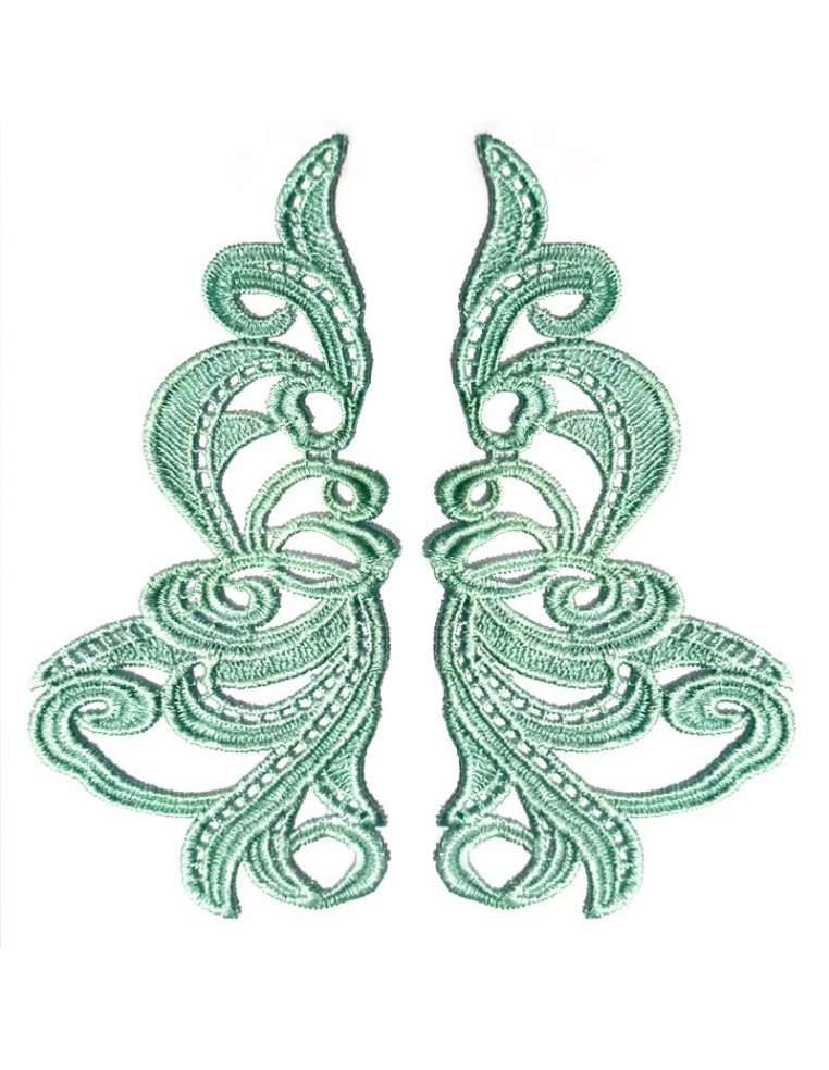 Tiffany Florence Embroidered Fabric Appliqué 19x9cm - 1 Pair - Appliqués for Leotards and Dresses