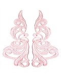 Pink Florence Embroidered Fabric Appliqué 19x9cm - 1 Pair - Appliqués for Leotards and Dresses