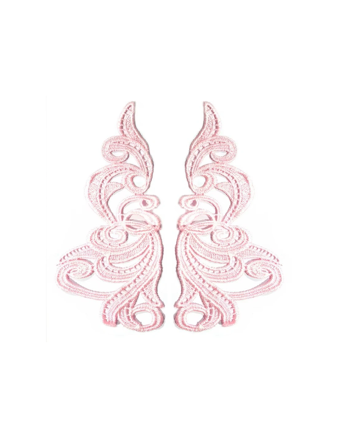 Pink Florence Embroidered Fabric Appliqué 19x9cm - 1 Pair - Appliqués for Leotards and Dresses