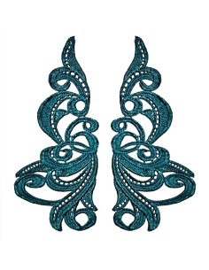 Application florence embroidered fabric Emerald  19x9 cm - 1PA