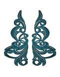 Emerald   Florence Embroidered Fabric Appliqué 19x9cm - 1 Pair - Appliqués for Leotards and Dresses