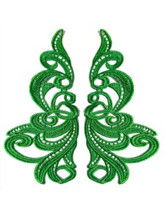Applicazione in Tessuto ricamato Florence Verde cm 19x9 - 1PA - Applicazioni per Body e Abiti