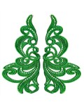 Applicazione in Tessuto ricamato Florence Verde cm 19x9 - 1PA - Applicazioni per Body e Abiti