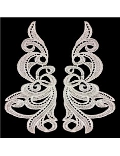 Applicazione in Tessuto ricamato Florence Bianco cm 19x9 - 1PA