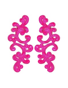 Fuchsia Alfie Embroidered Fabric Appliqué 20x9cm - 1 Pair - Appliqués for Leotards and Dresses