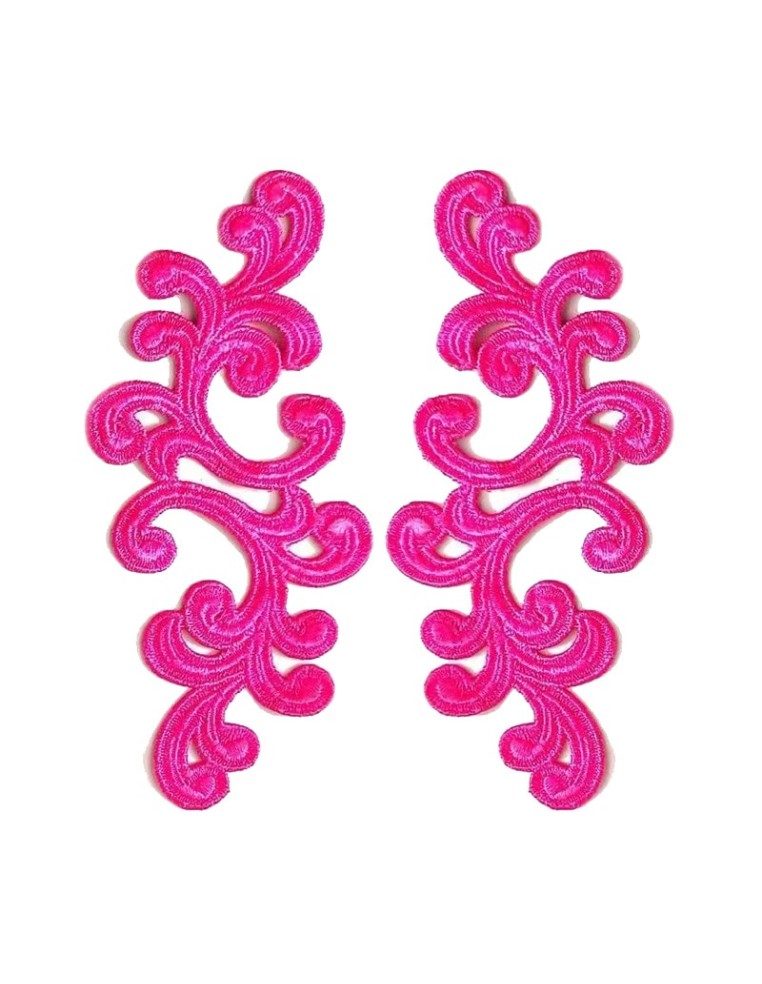 Applicazione in Tessuto ricamato Alfie Fuchsia cm 20x9- 1PA - Applicazioni per Body e Abiti